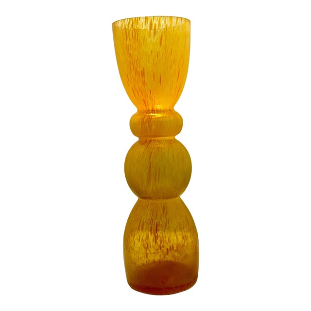 Tall 1960s Empoli Orange Spatter Glass Vase For Sale