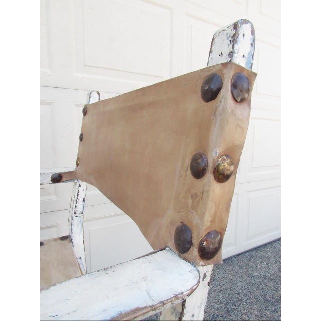 Antique White Rustic Antique Painted Spanish Armchair For Sale - Image 8 of 18