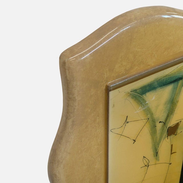 Daniel Kime Cosmic Green Abstract Art Painting With Unique Wavy Frame For Sale - Image 4 of 7