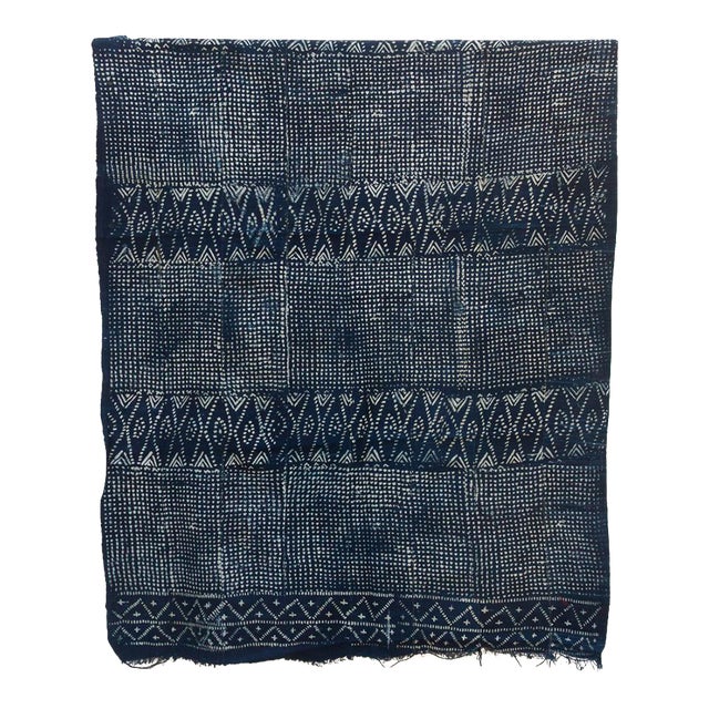 Stellar Indigo Mud Cloth Throw For Sale
