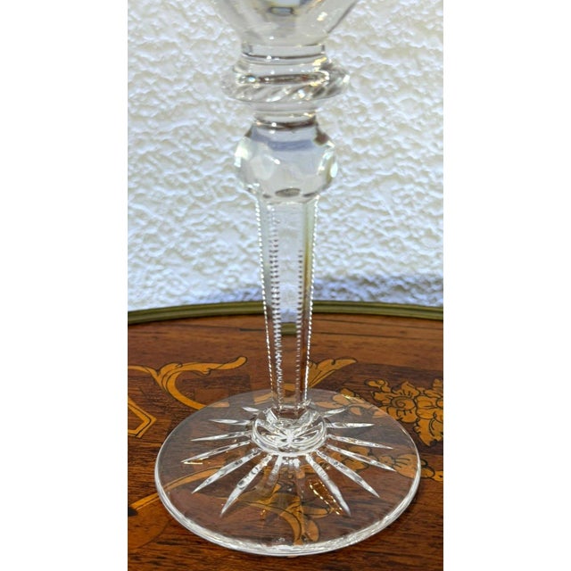 Rogaska Queen Crystal Wine Glasses Set of 4 Cut Floral 7.75" Slovenia For Sale In Dallas - Image 6 of 6