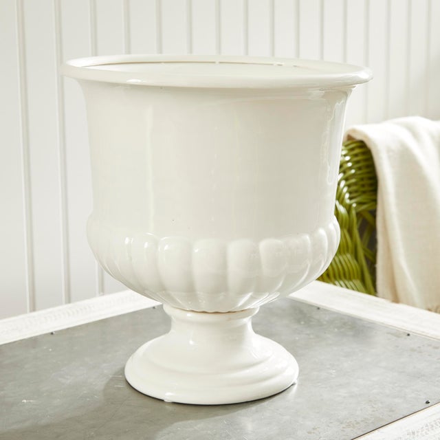 White Mirabelle Decorative Pedestal Bowl Small For Sale - Image 8 of 8