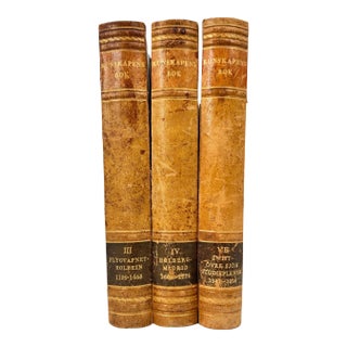 1940s Swedish Leather Bound Books- Set of 3 For Sale