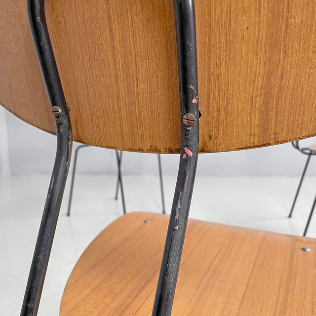 Mid-Century Modern Italian Chairs in Brown Formica and Black Metal, 1960s, Set of 6 For Sale - Image 12 of 18