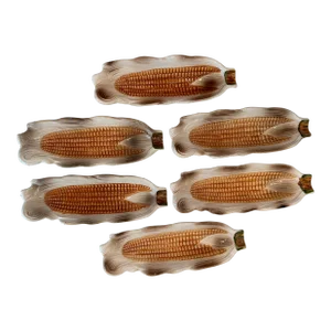 Vintage Corn Cob Ceramic Serving Plates- Set of 6