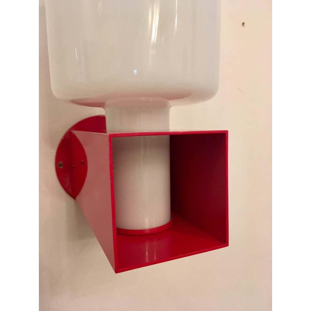 1980s 1980s Italian Modernist Red Enamel Box Frame Wall Lights - a Pair For Sale - Image 5 of 8
