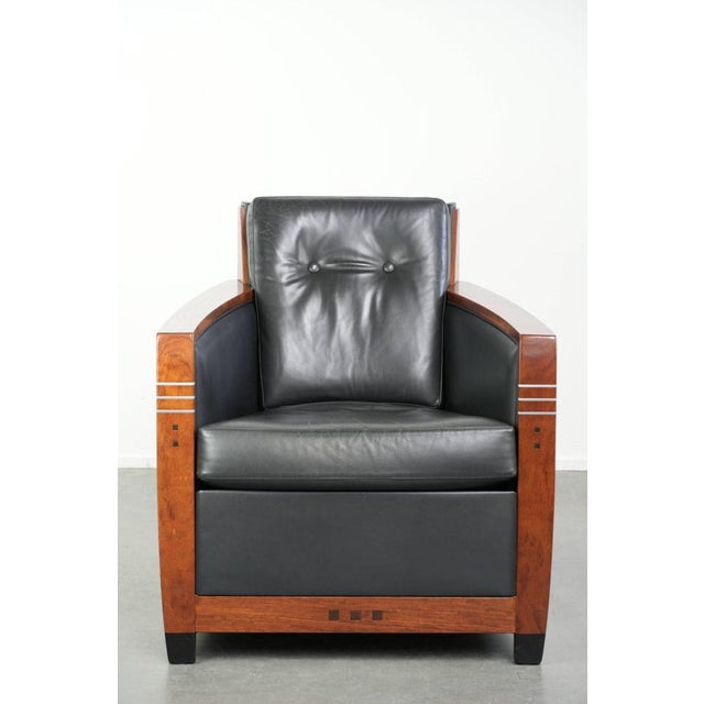 Offered by ByThijs: this beautiful black cowhide leather Art Deco design Schuitema armchair, model Frank, from the...