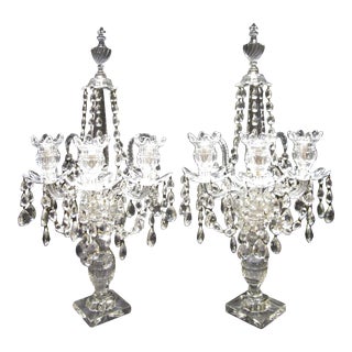 Pair of English George III Crystal Candelabras Attr. William Parker 18th Century For Sale