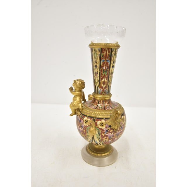 Late 19th Century French Bronze & Champleve Enamel Vase For Sale - Image 5 of 10