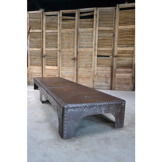 Large Coffee Table in Riveted Metal, France, 1920 For Sale - Image 14 of 14