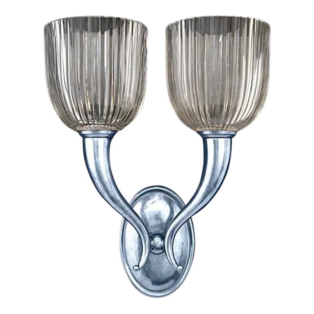 Olympia Due Sconce in Nickel Finish For Sale