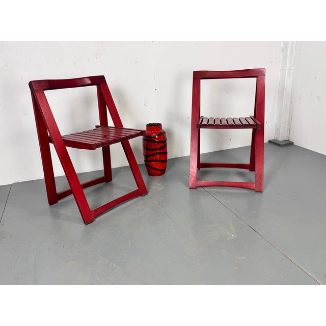 Mid-Century Italian Red Foldable Chairs by Aldo Jacober for Bazzani, 1960s, Set of 2 For Sale - Image 4 of 12