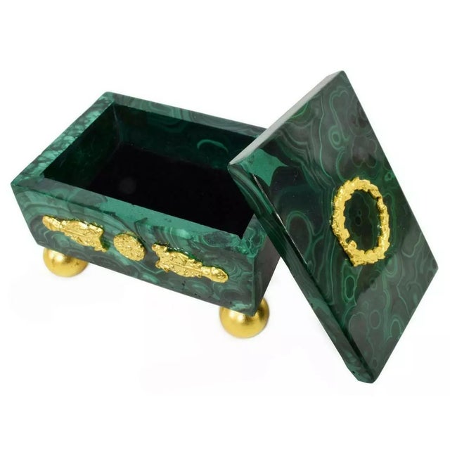 Early 20th Century Early 20th Century Antique Malachite, Green & Gilt Metal Table Box! For Sale - Image 5 of 5