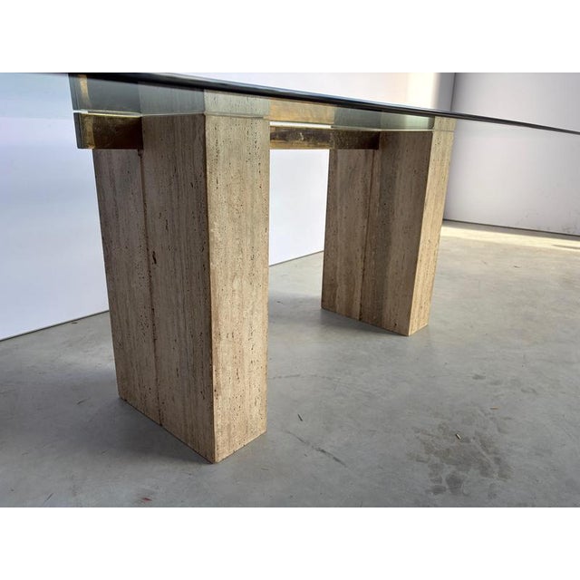 Hollywood Regency Large Vintage Travertine Dining Table from Artedi, 1970s For Sale - Image 3 of 12