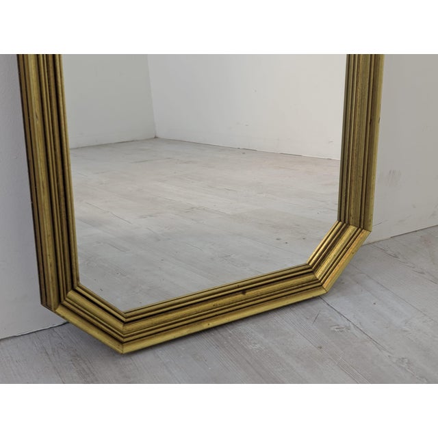 Vintage Mirror in Wooden Gilded Frame Beveled Shape, 1975 For Sale - Image 10 of 12