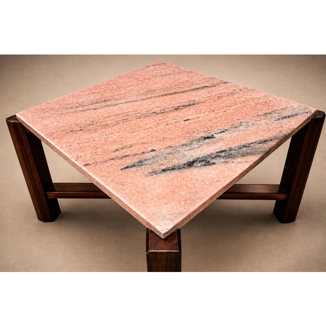 Pair of Brazilian Modern Side Tables in Rosewood and Pink Granite, Brazil, 1960s For Sale - Image 9 of 18