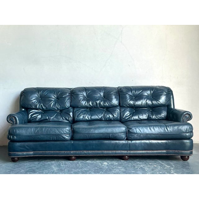 Late 20th Century Vintage Boho American Leather Tufted Chesterfield Sofa For Sale - Image 5 of 6