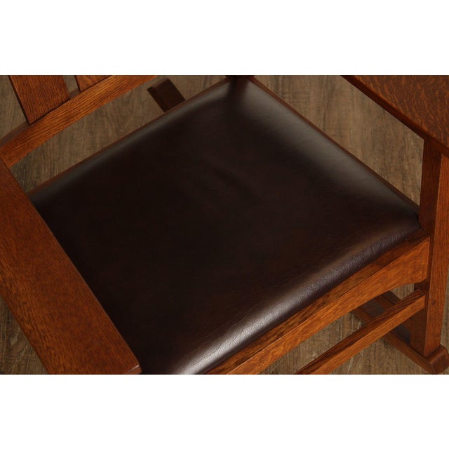Mission Stickley Mission Collection Harvey Ellis Oak Rocking Chair For Sale - Image 3 of 18