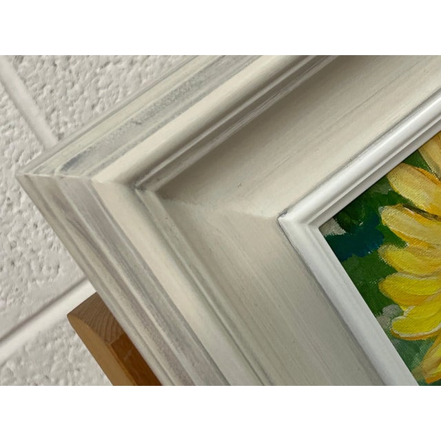 Angela Wakefield Golden Yellow Sunflowers Study on Green Background by Contemporary Artist, 2023 For Sale - Image 11 of 12