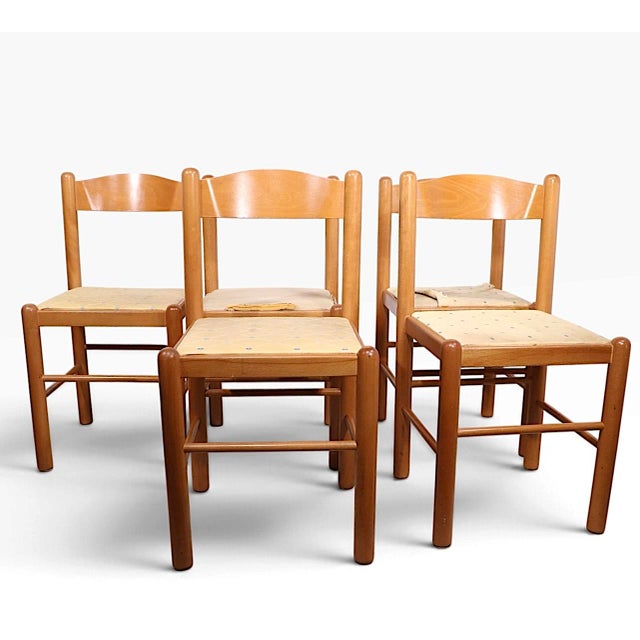 Wood Set of Five Post Modern Dowel Frame Dining Chairs Made in Italy C. 1980's After Hank Lowenstein For Sale - Image 7 of 18