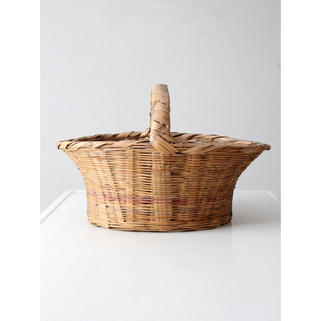 Wood Vintage Gathering Basket For Sale - Image 7 of 11