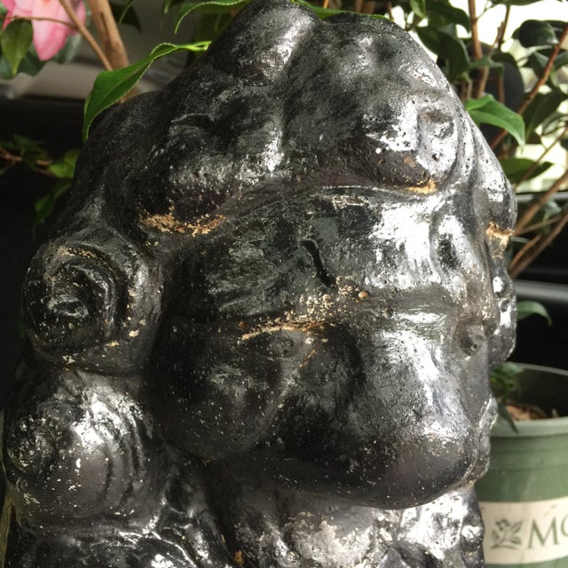 1970s Vintage Black Stone Lion Foo Dogs - A Pair For Sale - Image 5 of 5