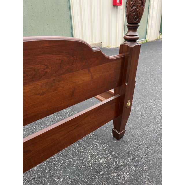 Wood Ethan Allen Georgian Court Cherry Queen Poster Bed For Sale - Image 7 of 12