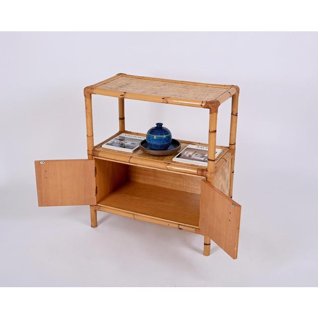 1970s Mid-Century Storage Cabinet in Woven Rattan and Bamboo, Italy, 1970s For Sale - Image 5 of 17