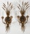 Pair Wheat Sheaf Mirrored Sconces, Italy, circa 1950's. Gilt metal with gilt wood details and antiques glass mirrors....