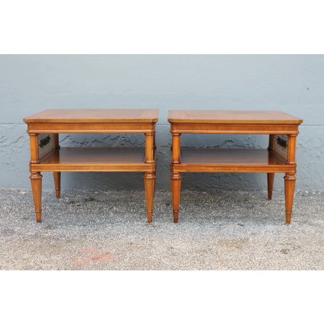 Traditional 1950s Traditional Style Elaborate Walnut Side Tables - a Pair For Sale - Image 3 of 12