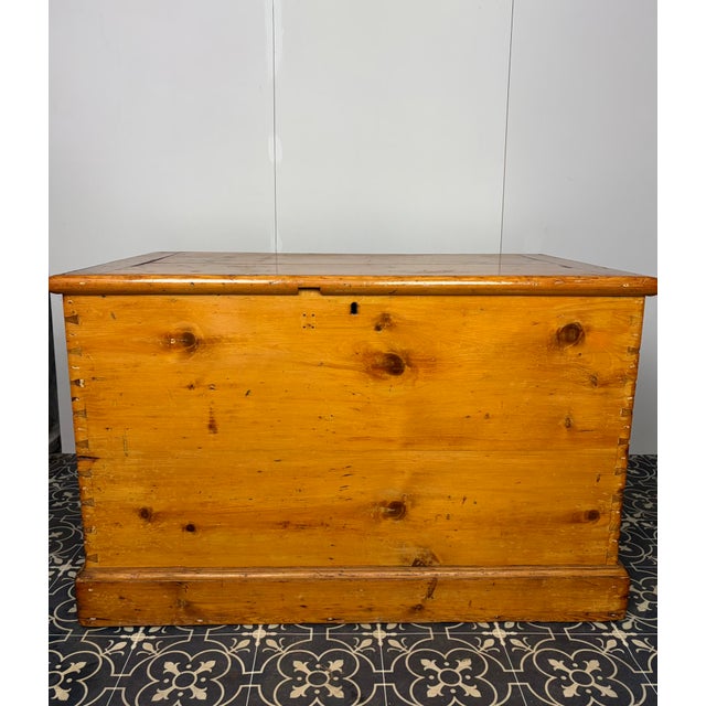 Large Antique 19th Century Large Victorian Pine Trunk Blanket Box For Sale - Image 17 of 17