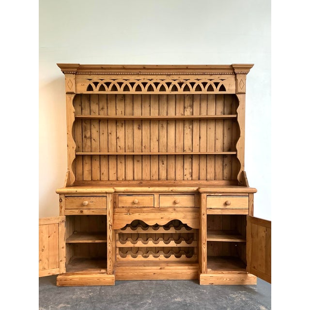 Farmhouse Vintage Rustic Knotty Pine Hutch For Sale - Image 3 of 12