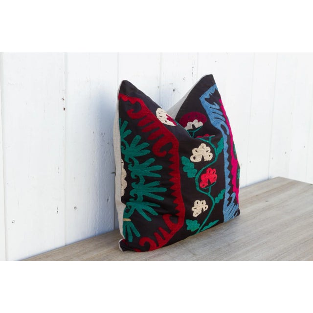 1950s Esin Vintage Suzani Square Pillow For Sale - Image 5 of 9