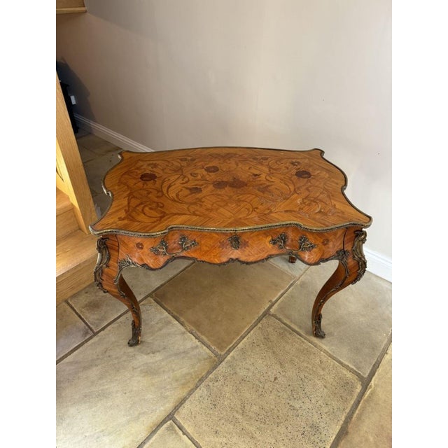 Antique French Freestanding Kingwood Marquetry Inlaid Centre Table, 1880s For Sale - Image 3 of 13
