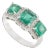 Three Stone Emerald Halo Diamond 18k Gold Designer Vintage Ring Size 7 For Sale