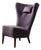 Vintage Scandinavian Modern Oak and Purple Fabric High Back Wing Chair, 1950s For Sale