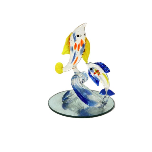 Italian Vintage Italian Murano Glass Fish Figures-a Set of Seven For Sale - Image 3 of 10