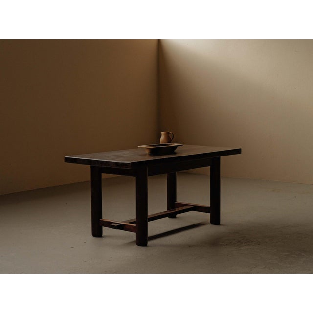 Tan Pine Table attributed to Georges Robert, France, 1960s For Sale - Image 8 of 17