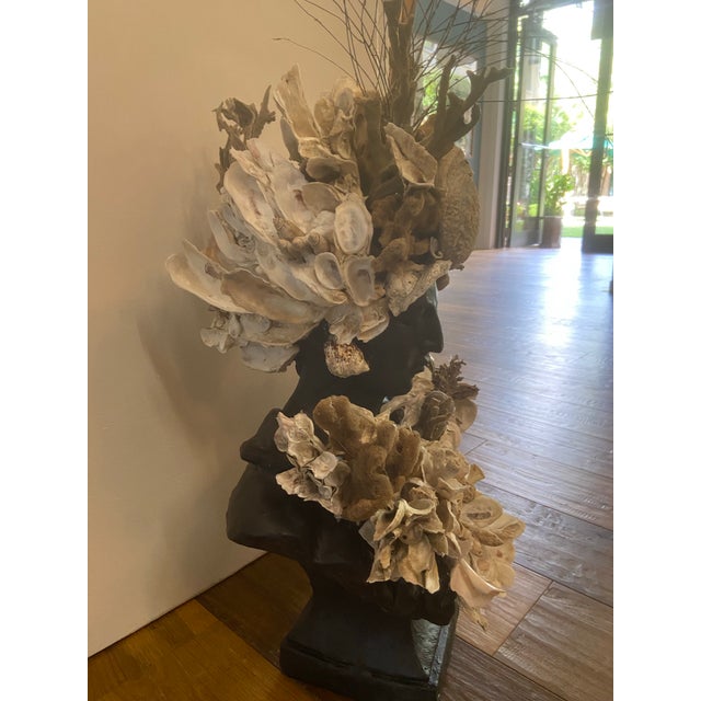 Shell Encrusted Bust by May River Neptune, Bluffton, Sc For Sale - Image 4 of 9