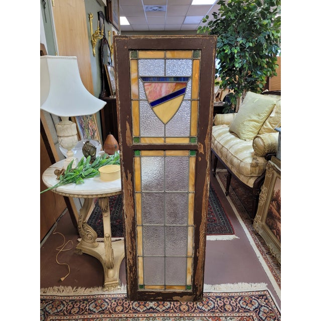 Wood Antique Coat of Arms Stained Glass Window For Sale - Image 7 of 8