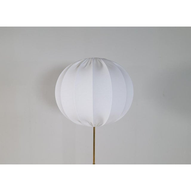 Mid-Century Asea Brass Floor Lamp with Round Cotton Shade, Sweden, 1960s For Sale - Image 6 of 16