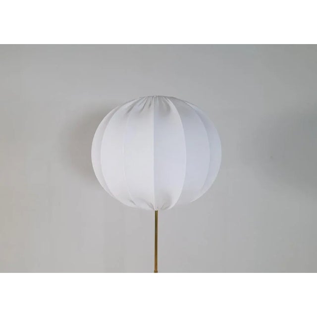 Mid-Century Brass Floor Lamp with Round Cotton Shade from Asea, Sweden, 1960s For Sale - Image 6 of 16