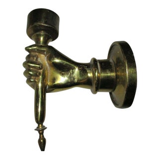 1930's French Art Deco Bronze Hand/ Fist Torch Wall Sconce For Sale