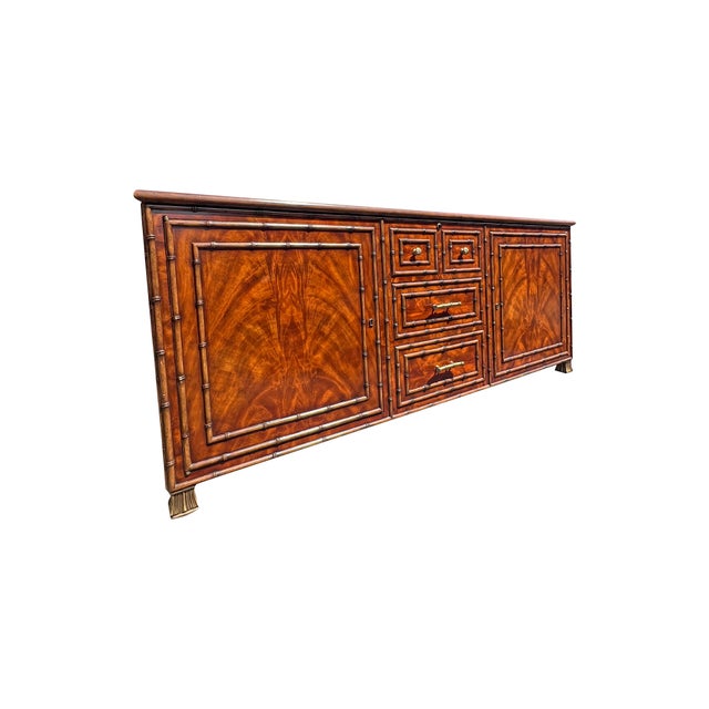 Ornamental & Decorative Materials Faux Bamboo Theodore Alexander Credenza Cabinet For Sale - Image 7 of 15