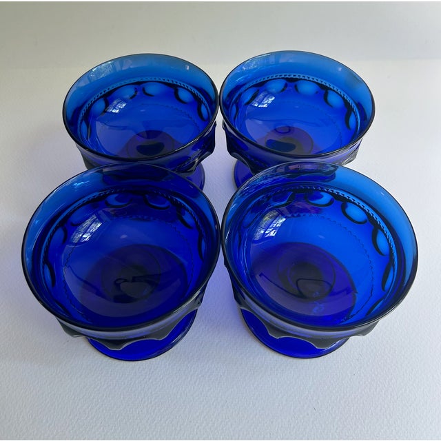 Mid 20th Century Set of 4 Colony Glass Co. Crown Cobalt Blue Pedestal Dishes For Sale - Image 10 of 16