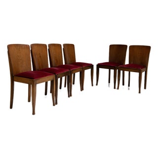 Set of Six 1940s Czech Amber Art Deco Dining Chairs For Sale