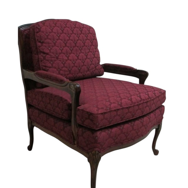 Wood 1980s Hickory White French Country Carved Living Room Arm Lounge Chair For Sale - Image 7 of 11