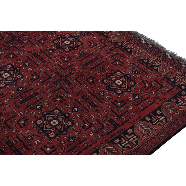 Rare Vintage Rug From Khal Mohammadi in Red & Blue Geometric Patterns For Sale In New York - Image 6 of 7