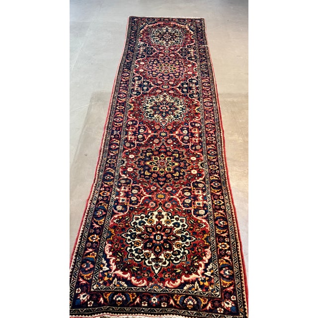 Burgundy Bakhtiar Runner - 3′1″ × 14′3″ For Sale - Image 8 of 10