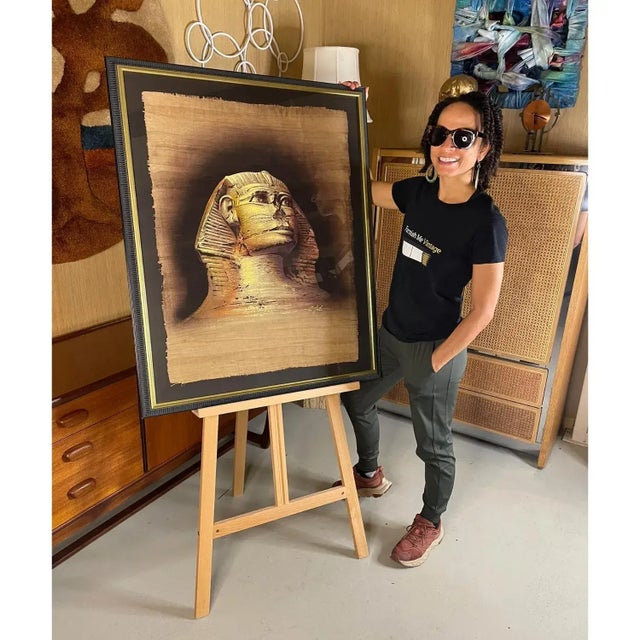Magical depiction of the Sphinx at Giza in Egypt as interpreted by artist Monsef Labib. Handcrafted in Cairo on genuine...
